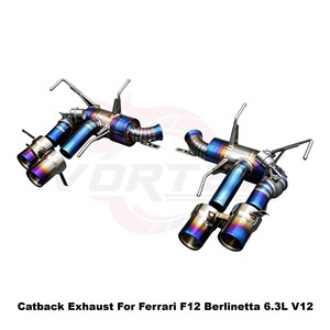 Système d'échappement Catback à soupapes en titane bleu Vortex pour Ferrari F12 Berlinetta 6.3L V12 2012-2017, kit de montage direct pour course - Product Image 3