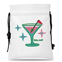 Sac de golf en cuir avec cordon de serrage, broderie multi-éléments, imperméable, couleur et taille personnalisables, sac de taille portable pour balles de golf