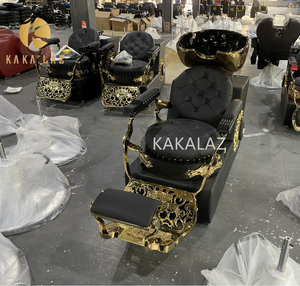 Champú cama <span class=keywords><strong>de</strong></span> cerámica dorada <span class=keywords><strong>de</strong></span> lujo en una barberí<span class=keywords><strong>a</strong></span> <span class=keywords><strong>de</strong></span> salón <span class=keywords><strong>de</strong></span> lujo - Product Image 2