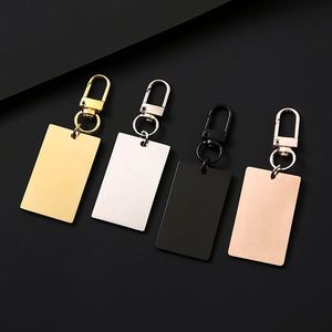 Stainless Steel Rectangular Pendant Metal Keychain Laser Logo Color Printing Blank Material Gift <b>Engraving</b> - Product Image 1