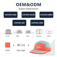 Casquettes de course non structurées avec logo réfléchissant personnalisé Casquette à 5 panneaux en polyester respirant pour sport de plein air camping-car
