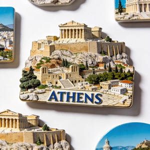 Aimants de réfrigérateur personnalisés en métal sur le thème des monuments historiques d'Athènes – Fournisseur d'usine pour souvenirs touristiques européens et cadeaux - Product Image 1