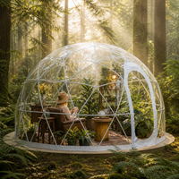Nouvelle conception de tente géodésique transparente en PVC de 5 m, tente de glamping de luxe, maison igloo avec salle de bain