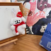 Cyber Celebrant Noël Chiot Poupée Lavé En Peluche Jouet Porte-clés Pendentif Chien Châle Écharpe PP Coton Soulagement Du Stress Cadeau De Vacances