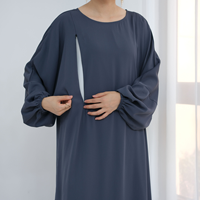 Abaya Ibu Menyusui Muslimah Terbaru Loriya dengan Ritsleting Samping, Lengan Lebar, Panjang Mata Kaki, dan Ujung Bawah Melebar