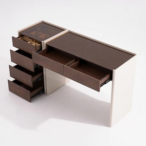 <strong>Contemporary</strong> <strong>Dressing</strong> <strong>Table</strong> Durable MDF Board Makeup Vanity with Integrated Chest Tempered Glass Top Vanity <strong>Table</strong> for Bedroom - Product Image 6