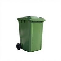 Conteneur à déchets à roulettes de 240 L, poubelle carrée en plastique avec couvercle pour extérieur, bureau, immeuble