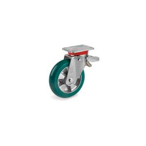TELLURE ROTA - 629506 TR Roll' roues en polyuréthane à profil rond ergonomique, centre en aluminium, support pivotant extra-robuste - Product Image 1
