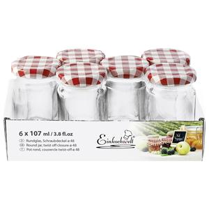 Einkochwelt Pots à confiture 107 ml en verre rond avec couvercles à vis, lot de 6, pour la conservation - Product Image 2