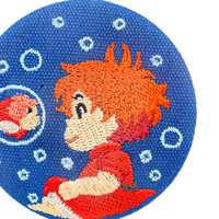 Insigne d'anime de dessin animé de poisson rouge brodé personnalisé insigne rond en tissu avec décoration en dentelle Style japonais