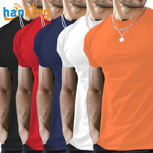 Camiseta Deportiva Ehanking para Hombre, 100% Algodón, Corte Ajustado, Color Sólido, Manga Corta, Transpirable, Cuello Elástico, Informal - Product Image 3