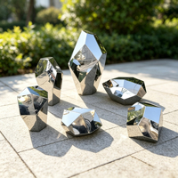 Sculpture moderne abstraite en acier inoxydable effet miroir, motif pavé, pour décoration artistique intérieure, cour et extérieur