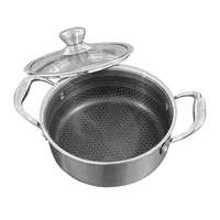 Lot de 10 ustensiles de cuisson hybrides en acier inoxydable avec couvercles, antiadhésifs, 3 couches, motif nid d'abeille, poignées isolantes