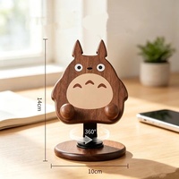 Penyangga Ponsel Kartun Lucu dari Kayu Solid, Penyangga iPad/Tablet untuk Meja, Penyangga Ponsel Portabel untuk Kantor