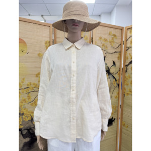 <span class=keywords><strong>Camicia</strong></span> da <span class=keywords><strong>Donna</strong></span> <span class=keywords><strong>100</strong></span>% Puro <span class=keywords><strong>Lino</strong></span> a Maniche Lunghe con Colletto Abbottonato, Tinta Unita, Casual e Traspirante - Product Image 5