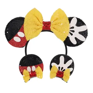 Kids Ears Headband Micky Mouse Hairband Hot Cartoon Character Cosplay Women Girls Festival Party Travel Hair Clips