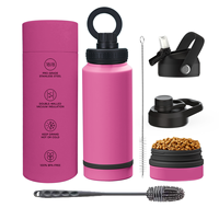 Bouteille d'eau de sport en acier inoxydable avec couvercle magnétique et compartiment de rangement