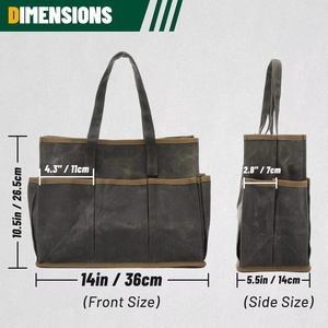 Sac à outils, <span class=keywords><strong>toile</strong></span> cirée résistante de 16 oz, sac à outils de jardin |   Sac de rangement d'outils portable à 11 poches - Product Image 2