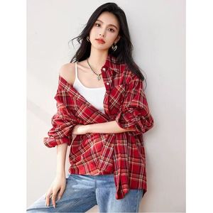 반려동물과 주인 커플 의상 체크무늬 면 강아지 하네스 & 리드 고양이 목걸이 조절 가능한 버클 클로저 남녀 커플 셔츠 - Product Image 4