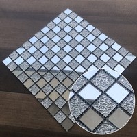 Self Adhesive Decorative 3D Wall Panels Kitchen Glass Mirror Rose Gold Mosaic Tiles