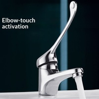 Robinet de salle de bain professionnel de qualité médicale à commande par le coude, en laiton chromé, avec longue poignée, pour clinique et hôpital, mitigeur de lavabo