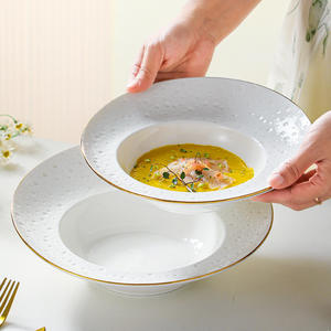 Vajilla de hotel de gama alta, plato occidental de pasta de sopa de cerámica blanca creativa con estilo italiano con diseño de sombrero de hierba - Product Image 2