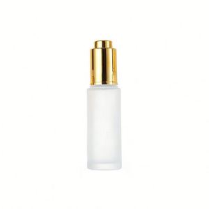 Luxury Clear Frosted Glass Dropper Bottle 20ml 30ml for Essential Oil Eye Serum Glass Bottle With <b>Press</b> <b>Button</b> - Product Image 5