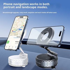Nuevo soporte para teléfono móvil de aleación de zinc con adsorción al vacío 360, soporte plegable magnético fuerte de calidad para navegación en coche. - Product Image 3