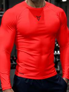Camiseta de Compresión de Manga Larga para Hombre, Cuello Redondo, Anti-Pilling, Alta Elasticidad, Ajuste Muscular, Secado Rápido y Transpirable, con Impresión por Transferencia de Calor OEM - Product Image 3