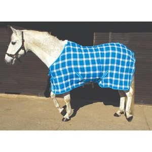 Couverture pour cheval en polycoton et maille PVC, légère, pour l'été, avec fermeture en cuir sur le devant, 10 tailles - Product Image 6