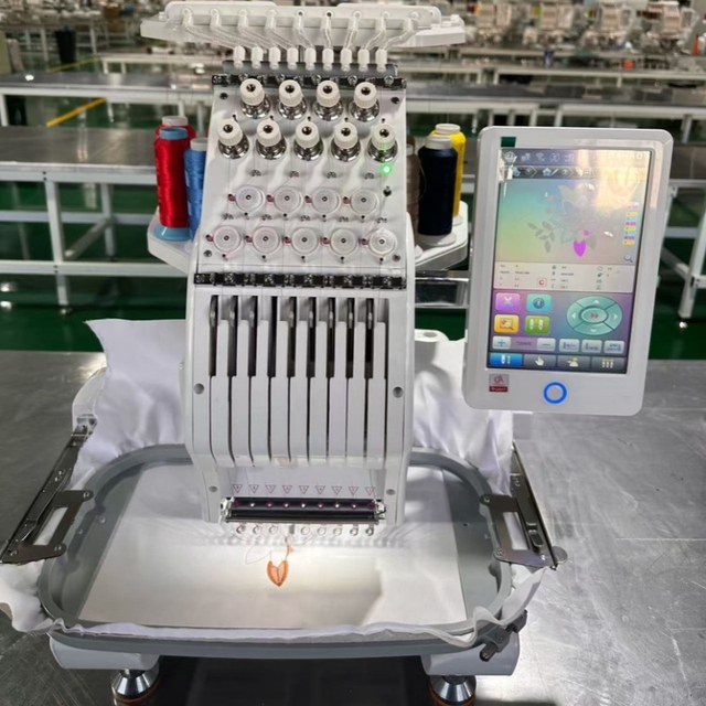 Industrial High Quality Computerized Single Head 9/12 Needles Flat Cap Commercial Embroidery Machine for Clothes