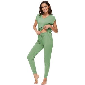 Ensemble de pyjama léger pour femmes personnalisé, haut à manches courtes, pantalon de jogging long, vêtements de nuit, vêtements de détente, tailles S-XXL - Product Image 1