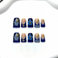 741-745 Faux ongles à presser faits main en forme de bec de canard, 10 pièces, réutilisables, en acrylique, pour enfants, motif carré artificiel