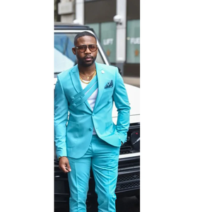 高級ピークドラペルメンズスーツベルトプロムパーティー結婚式用グルームマン衣装エレガントな<span class=keywords><strong>2</strong></span>ピースジャケットパンツセット男性服 - Product Image 3