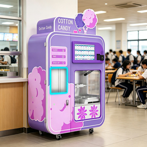Machine à barbe à papa automatique 32 pouces à écran tactile, paiement par pièces et cartes, machine distributrice intelligente pour salles de jeux - Product Image 1