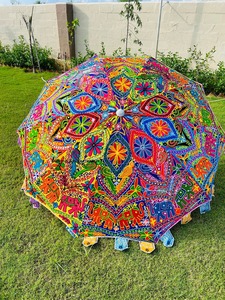 Sombrilla pequeña Vintage con estampado de bloques a mano, paraguas decorativo para bodas, ocasiones de playa coloridas, lote al por mayor, función de sombrilla barata - Product Image 3