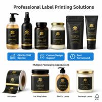 Autocollant en vinyle personnalisé, imperméable, holographique, écologique, pour flacon de parfum, lotion corporelle, savon liquide, cosmétiques, avec feuille d'or adhésive
