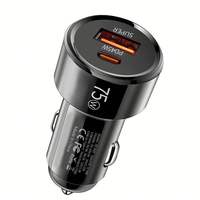 Chargeur de voiture USB A+C 75W PD, chargeur USB à charge rapide, chargeur de voiture Type C pour téléphones mobiles