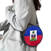 Sac à dos multifonctionnel en cuir PU imprimé drapeau d'Haïti pour femme, convertible en sac à bandoulière et sac à main, fermeture éclair, style ethnique