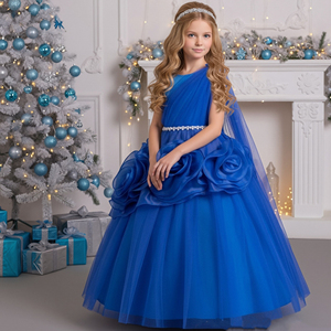 Robe de Mariage Fille Style Europé<span class=keywords><strong>en</strong></span> à Fleurs Roses Robe de Soirée Banquet <span class=keywords><strong>en</strong></span> <span class=keywords><strong>Tulle</strong></span> Moelleux Robes Élégantes à Une Épaule pour Grandes Filles 12 Ans - Product Image 2