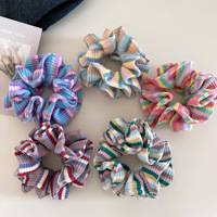 Yuxi Logo personnalisé grandes cravates élastiques à cheveux nouveauté chouchous à rayures multicolores pour femmes et filles en gros