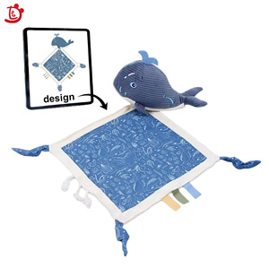 Toallas calmantes para bebés al por mayor del fabricante, diseño de ballena de dibujos animados, suaves y amigables con la piel. - Product Image 1