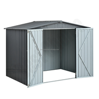 Kit de garage de rangement extérieur, maison en bois traité sous pression en métal durable, naturel, résistant aux rongeurs, cabane de jardin