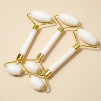 Rouleau de jade blanc naturel personnalisé avec logo, ensemble Gua Sha, rouleau facial double tête, masseur, outil de soin de la peau, beauté, alliage de zinc, silencieux