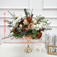 Boule de fleurs artificielles en soie blanche et bleue DKB, rose et lisianthus, centre de table pour les célébrations, la décoration florale de la maison