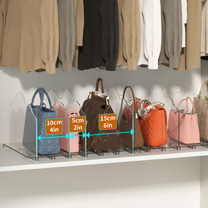 Phòng ngủ tủ có thể điều chỉnh rõ ràng nhựa túi xách Kệ Divider PURSE túi lưu trữ <span class=keywords><strong>Organizer</strong></span> cho tủ quần áo - Product Image 3