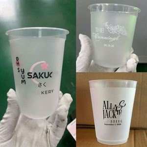 Vaso de Plástico en Forma de U con Logotipo Personalizado para Bodas, 12oz 16oz 600ml, Vaso Desechable Transparente Esmerilado para Smoothies, Vaso Rígido de PP para Té con Leche y Burbujas - Product Image 2