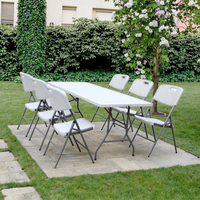 La table et la chaise pliantes extérieures rectangulaires 5ft & 6ft banquet utilisent une conception en plastique durable