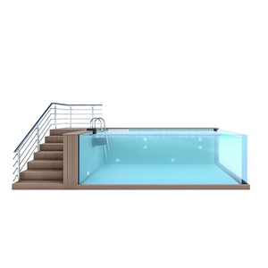 Aupool Piscina modular para exteriores prefabricada de fibra de vidrio acrílica transparente sobre el suelo - Product Image 2