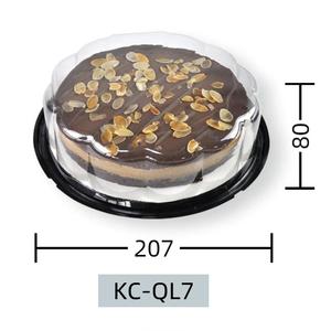 Conteneur en plastique PET jetable transparent/noir <span class=keywords><strong>WellPack</strong></span> 5/6/7/8 pouces de qualité alimentaire avec poignée imprimée UV pour gâteau, pain, pizza - Product Image 2